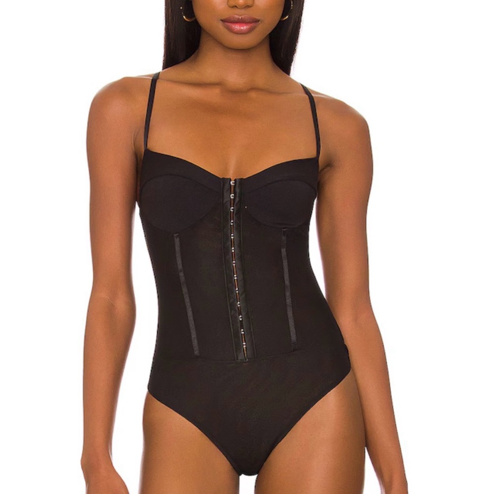 NWT Intimately Free People Night Rhythm Corset Bodysuit Black Size XS